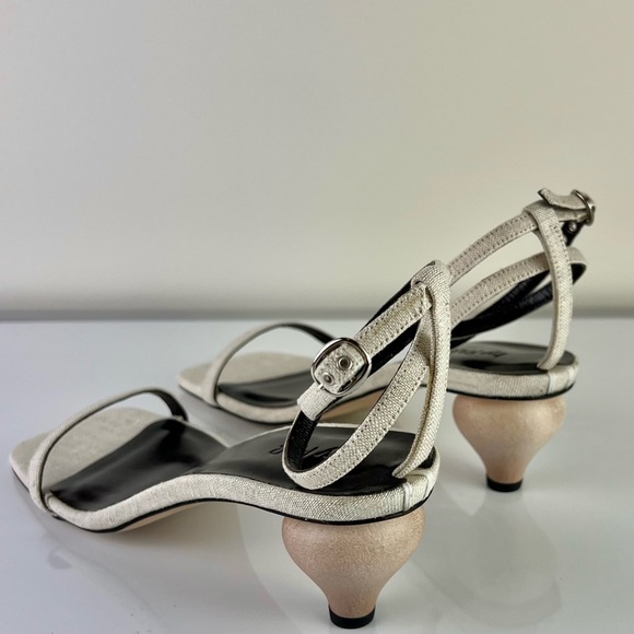 NEW BY FAR BEIGE LINEN HEELS - Picture 7 of 15